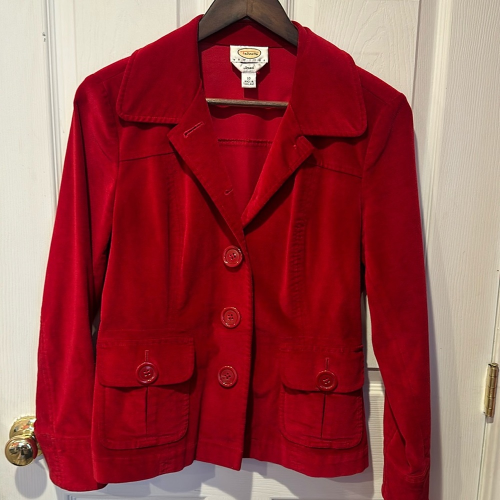 Beautiful red velvet Talbots blazer. Barely worn. Petite sz 10.